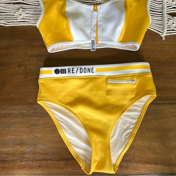 RE/DONE x SOLID & STRIPES YELLOW TWO PIECE SWIMSUIT SIZE S/M - Picture 6 of 11